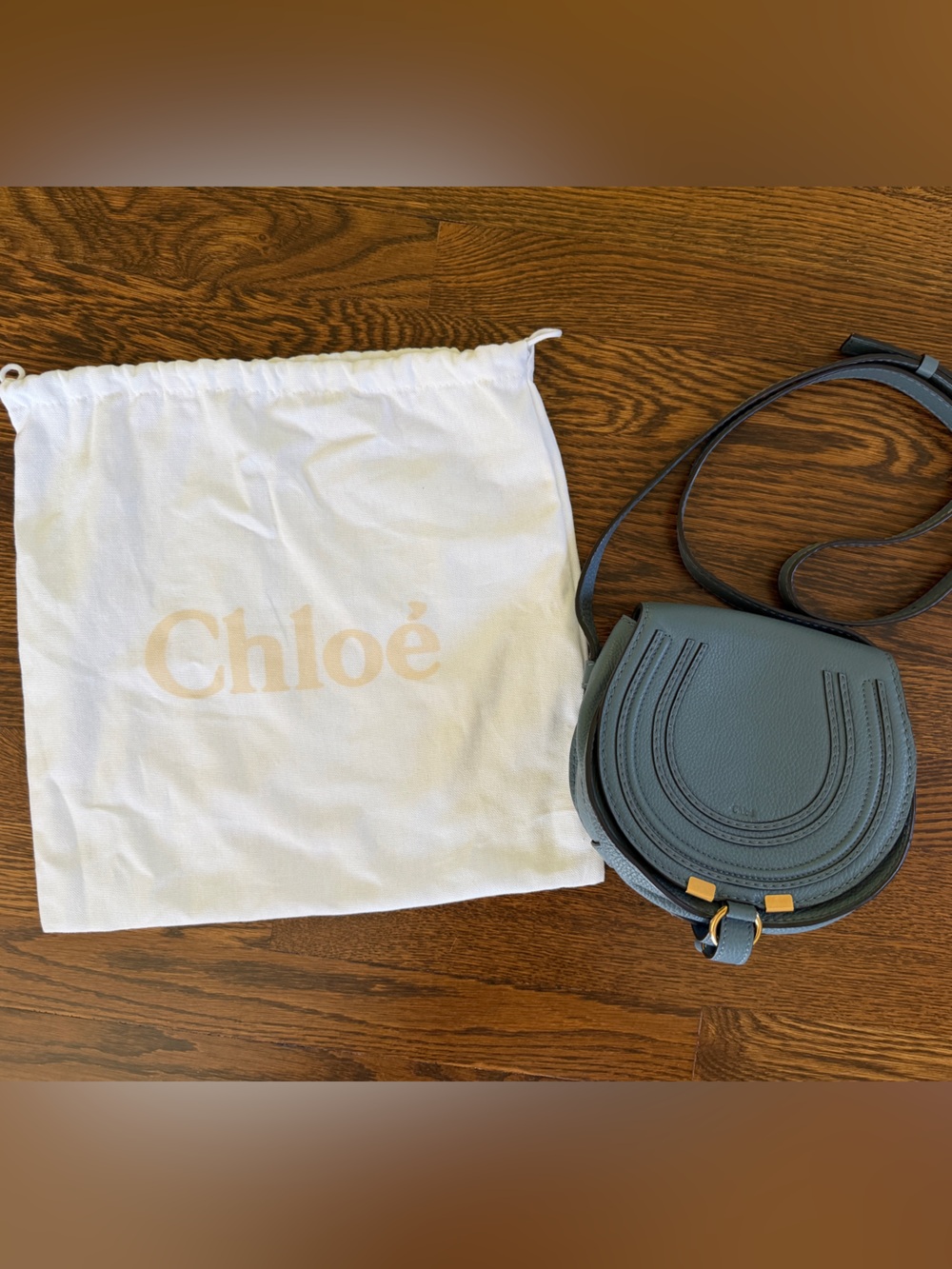 Small Chloe Marcie Crossbody Saddle Bag in Blue